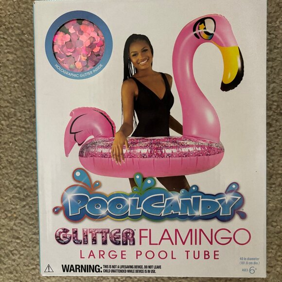 Pool Candy Inflatable Flamingo Pool Float Lounger Beach Toy 40" Diameter Pink - Picture 2 of 2